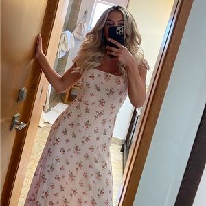 Reformation Pink Floral Westerly Maxi Dress